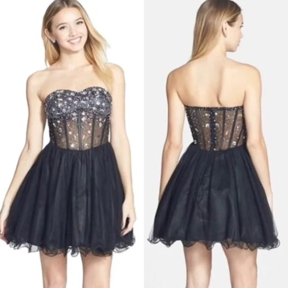 open lace back dress Chic and Holland HF110312 - Rhinestone Ornate Backless Evening Dress 20 / Nude/Silver main image 1